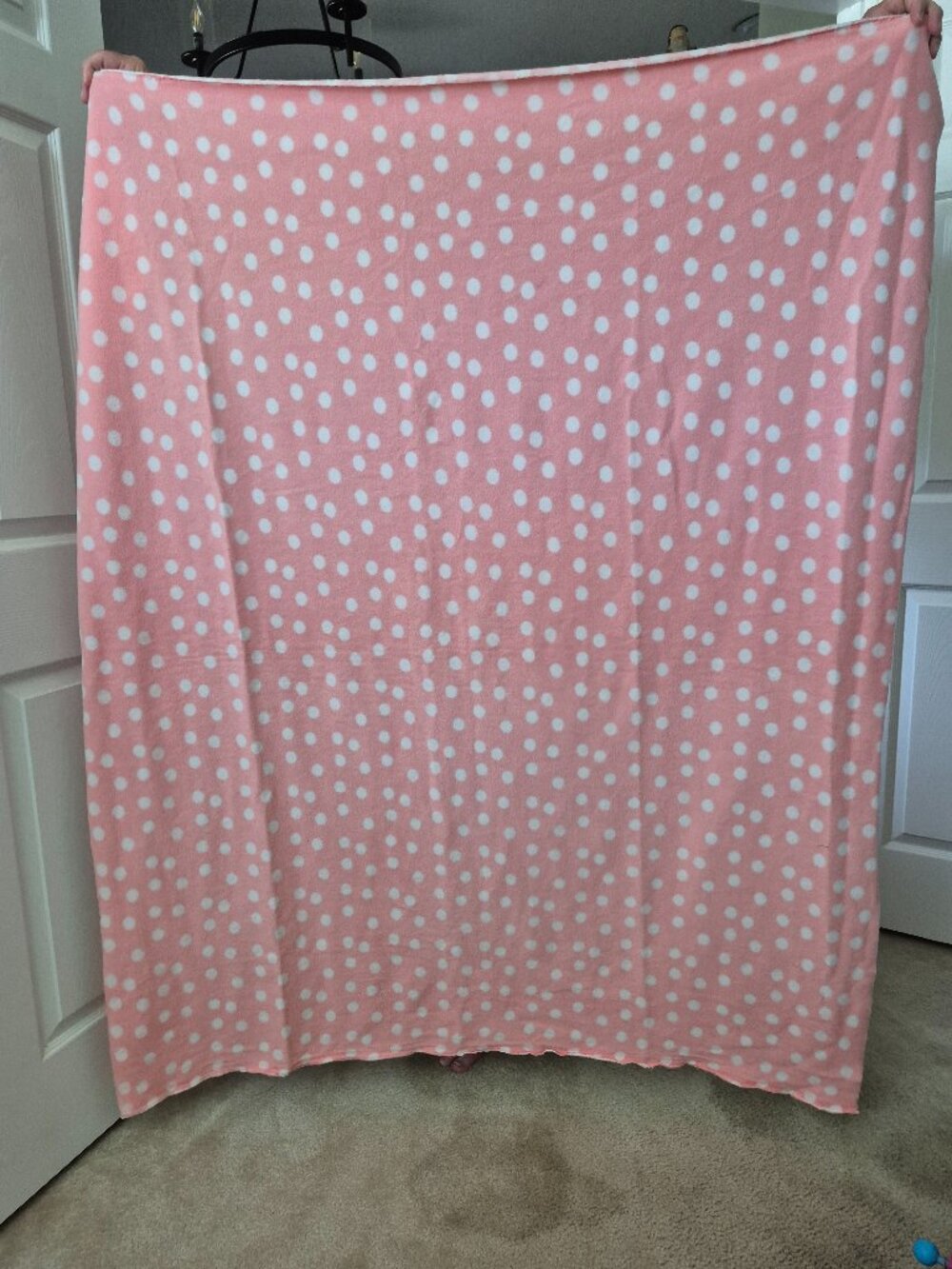 Pink polka dot blanket
